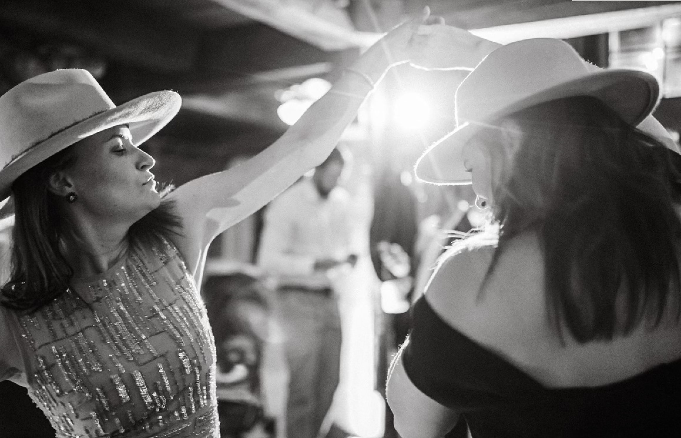 Two best girlfriends dancing joyfully 